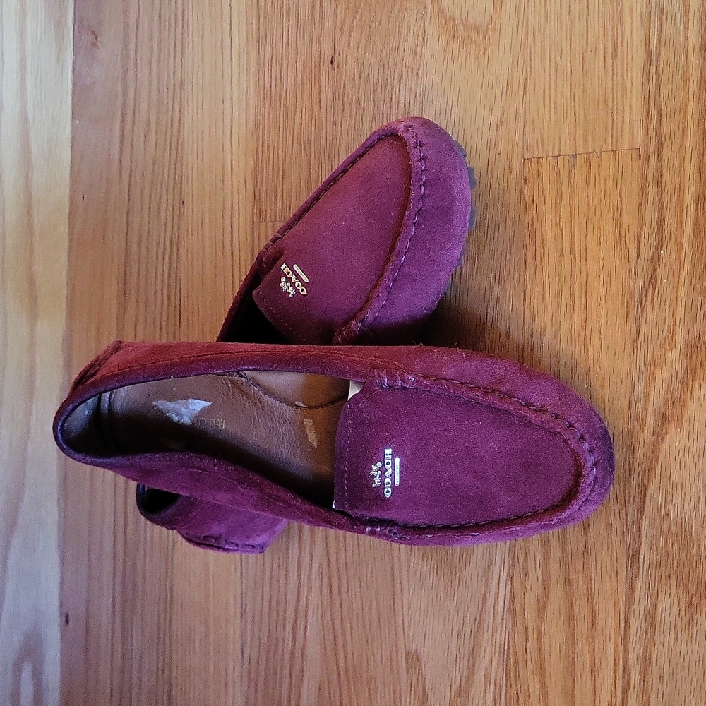 Coach Red Suede Loafers Size 6